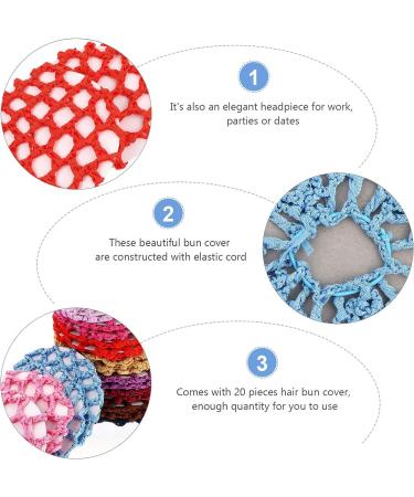 Lurrose 20pcs Colorful Crochet Snood Hair Net Set for Women - Bun Cover Hair Accessories for Ballet, Dance, Skating - Buy Online on GoSupps.com