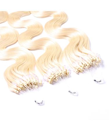 hair2heart Microring Extensions Real Hair Wavy - 100 strands 1g 60cm 10/0 light-light blonde 100 strands 60cm #60 Light Blonde