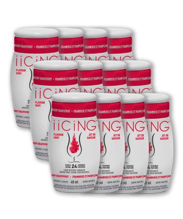 iiCiNG Flavour Shot Raspberry Grapefruit - All Natural flavours | Zero Calories | 1 bottle | 48ml | 24 servings | You re in control of your own flavour | All you need to do is squirt 12 pack Raspberry Grapefruit - ca 48 ml (Pack of 12)