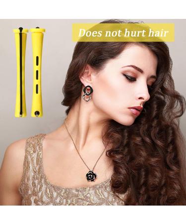 60 Yellow Permanent Hair Rods - Non-Slip Plastic Cold Wave Rollers with Rubber Tape (0.28 inches) - 1 Pack - Buy Online on GoSupps.com