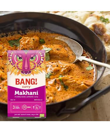 Makhani Curry Sauce Kit | Authentic Easy to use | Mild restaurant style curry powder | Ready in 10 min | 100% natural Vegan Friendly and Gluten free | 3 Pack - Serves 12 | BANG! Curry - Buy Online on GoSupps.com