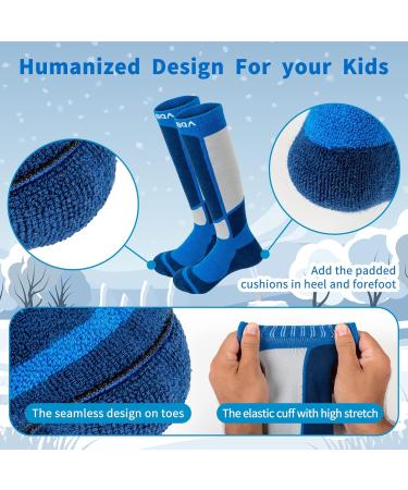 BQA Children s Winter Ski Socks - Warm Thermo Snow Socks for Toddlers (2 Pack) - Blue & Ivory - Perfect for Skiing Snowboarding and Skating - Buy Online on GoSupps.com