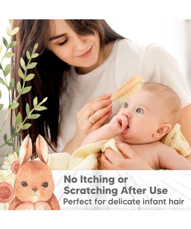 Baby Hair Brush and Comb Set - Soft Goat Bristles - Newborn Infant Toddler - Walnut Oval Design - Buy Online on GoSupps.com