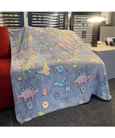 MOYORA Glow In The Dark Dinosaur Blanket - Soft Toy Cozy Flannel Throw for Boys and Girls - Perfect Birthday Gift - 50 x 60 - Buy Online on GoSupps.com