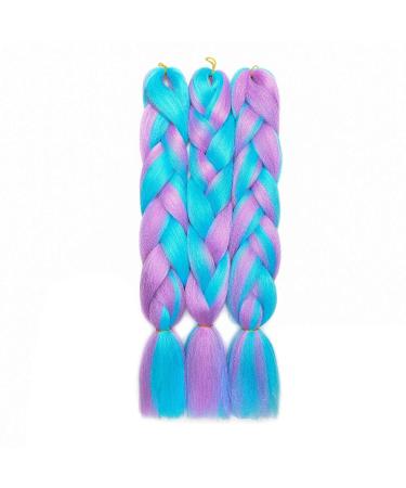 Ombre Jumbo Braiding Hair Extensions - 24 inch (300g) Synthetic Sky Blue & Light Purple - Perfect for Braids - Buy Online on GoSupps.com