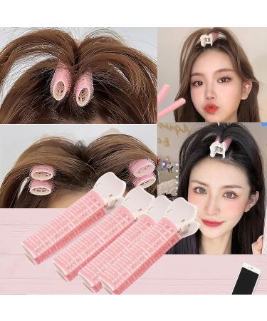 Self Grip Hair Rollers with Clips - 4PC Volumizing Bangs Curler Set for DIY Styling - Portable Pink Hair Accessories - Buy Online on GoSupps.com