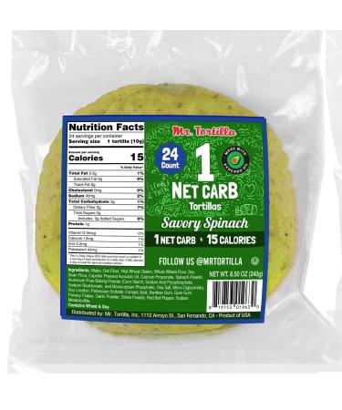 Mr. Tortilla 1 Net Carb Tortillas (Savory Spinach, 24 Count (Pack of 1))