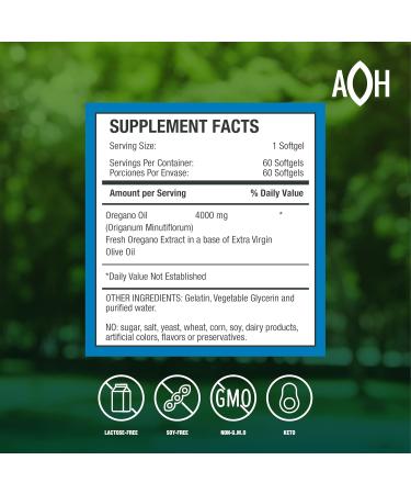 ADAPTOHEAL Oil of Oregano 60 Softgel Immune and Intestinal Support Supplement for Healthy Digestive Formulated with Extra Virgin Olive Oil Plant Based Vegan and Non-GMO 1 Count (Pack of 60) - Buy Online on GoSupps.com