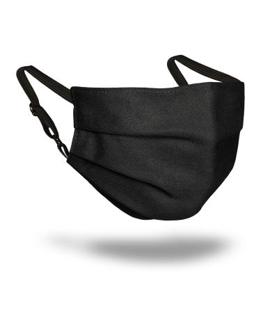 Leschi face mask with nose bracket/washable makeshift mask for women and men made of cotton/fabric mask breathable surrounds the nose mouth chin/mouth-nose mask black/black-1 piece