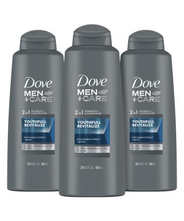 Dove Men+Care 2 in 1 Shampoo and Conditioner Youthfull Revitalize 3 Count For Fine Thin Hair Men's Shampoo and Conditioner with Bamboo Extract + Biotin 20.4 oz - Buy Online on GoSupps.com
