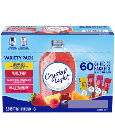 Crystal Light On the Go 60 Ct. - Variety Pack (Lemonade Fruit Punch Raspberry Lemonade Wild Strawberry) 178g