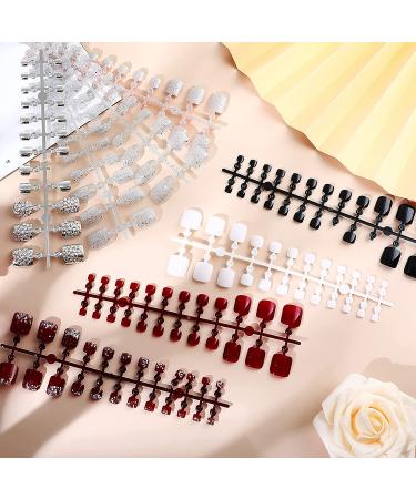 192 Piece Press on Toenails Kit for Women - False Toe Nails Set with Glue - 12 Sizes Full Cover Art Salon DIY Decoration - Buy Online on GoSupps.com