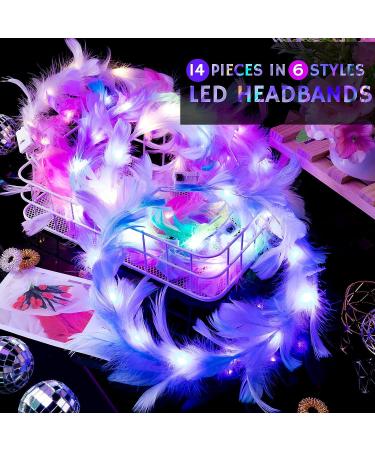 28 Pcs Luminous LED Feather Crown Headband for Women - Glowing Hair Accessories for Wedding, Festival, Party - Buy Online on GoSupps.com