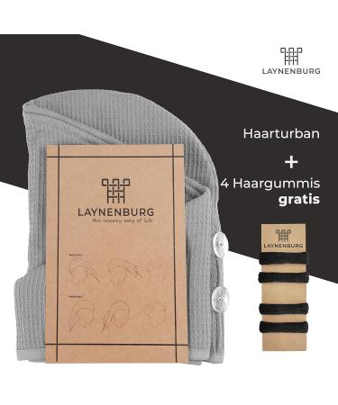 Laynenburg Premium Waffelpique Haarurban - 100% Cotton Quick-Drying Turban Towel for Short & Long Hair - Gray Hair Towel with 2 Buttons - 1 Piece - Buy Online on GoSupps.com