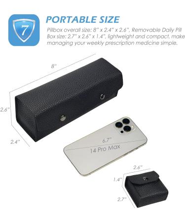 VOFOON Travel Pill Organizer - 4 Times a Day Weekly Medicine Case for Vitamins & Supplements - 7x4 Compartments - Black - Buy Online on GoSupps.com