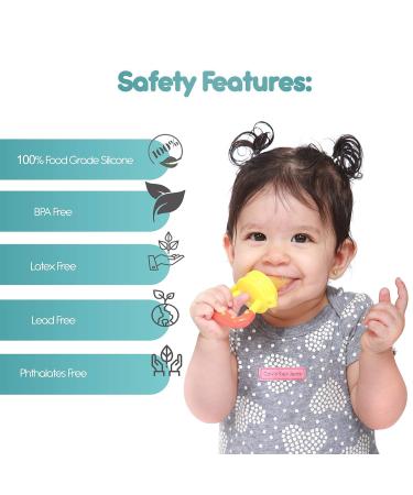 Baby Fruit Feeder Pacifier (2 Pack) for Toddler | BPA Free Silicone Teether | Soothing Gum Relief | Infant Teething Toy with Various Nipple Sizes - Buy Online on GoSupps.com
