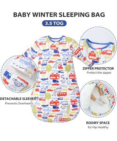 MIKAFEN Baby Sleeping Bag 3.5Tog | Long Sleeves 100% Organic Cotton | 6-18 Months - Buy Online on GoSupps.com