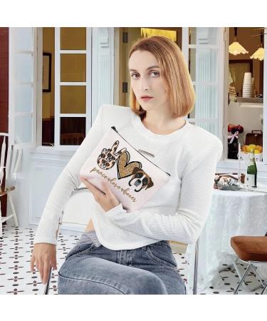 Levlo Boxer Dog Cosmetic Bag | Perfect Gift for Dog Owners | Peace Love Boxer Make-up Bag for Women & Girls - Buy Online on GoSupps.com