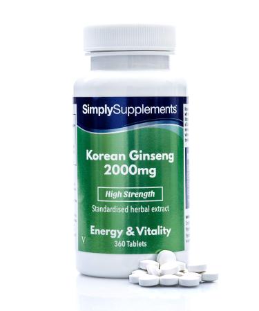 SimplySupplements Korean Ginseng 2000mg 360 Tablets 360 Count (Pack of 1)
