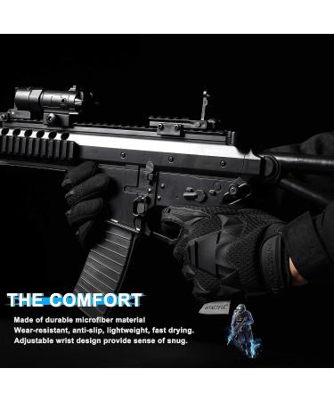 WTACTFUL Rubber Guard Full Finger Tactical Gloves - Black Large | For Airsoft, Hunting, Cycling & Motorbike - Buy Online on GoSupps.com