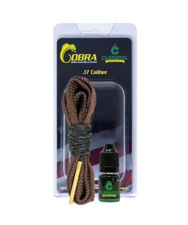 Clenzoil Field & Range 17 Caliber Cobra Bore Cleaner | Gun Barrel Snake & Cleaning Kit for 17 HMR | Includes CLP Gun Bore Cleaner Solution