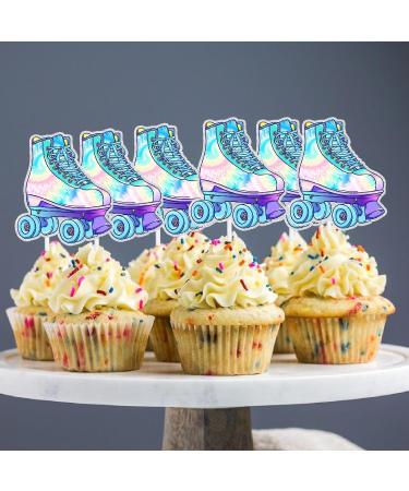 Colorful Roller Skate Theme Happy Birthday Cupcake Toppers 18-PC Set - Perfect for Roller Skate Themed Birthday Party Baby Shower Party or Rolling Theme Party Decorations for Boy or Girl-SugarGera - Buy Online on GoSupps.com