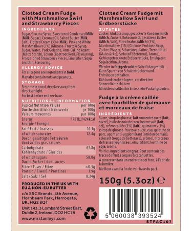 Mr Stanley's Strawberry Fudge - Clotted Cream Fudge with Strawberries & Mallow Swirls 150g - Pack of 1 - Buy Online on GoSupps.com