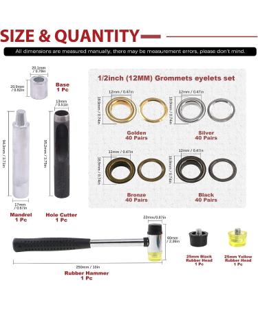 Hilitchi 160 Sets 1/2 Inch Grommets Eyelets Grommet Kit with Punch Hole Tool Installation Tool for Tarpaulin  Fabric  Curtains and Craft Making  Tarpaulin Repair (Assorted Color) - Buy Online on GoSupps.com