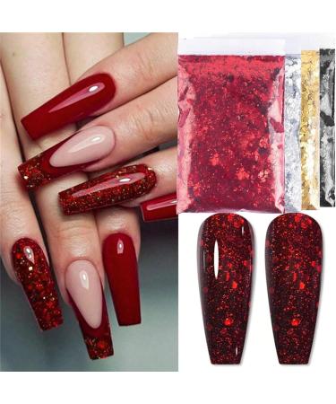 50g Red Sequin Glitter Set for Epoxy Resin & Nail Art - Mixed Coarse & Fine Flakes - Festival Makeup - 4 Sizes (0.2mm 1mm 2mm 3mm) - International Shipping - Buy Online on GoSupps.com