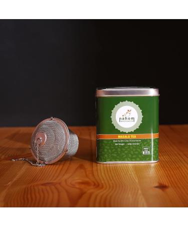 Nahom India's Masala Chai Tea Loose Leaf - 50 Cups of Spiced Black Tea with Cinnamon Cardamom & Pepper | 3.53oz / 100g Tin for Chai Latte - Buy Online on GoSupps.com