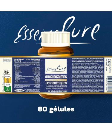 Digestive Enzymes Pure Essence | With Probiotics Intestinal Flora and Prebiotic Fiber | Lactobacillus Salivarius Lactase | 18 Plant Enzymes | 80 Api-Nature Capsules - Buy Online on GoSupps.com