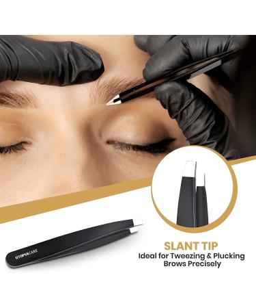 Utopia Care Professional Stainless Steel Tweezers Set - 4-Piece Precision Set for Ingrown Hair, Facial Hair, Splinter, Blackhead, Tick Remover (Black) - Buy Online on GoSupps.com