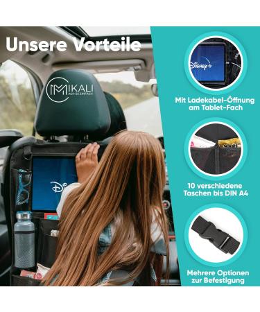 Mikali 2 Set Auto Organizer for Children - Toy & Tablet Storage Up to 12.9 Inches | Baby Travel Gadgets & Vacation Accessories | Black Backseat Saver - Buy Online on GoSupps.com