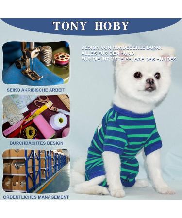 Tony Hoby Dog Shirts | Striped Soft & Breathable 4-Legged Dog T-Shirt for Small Medium & Large Dogs - Blue/M - Buy Online on GoSupps.com