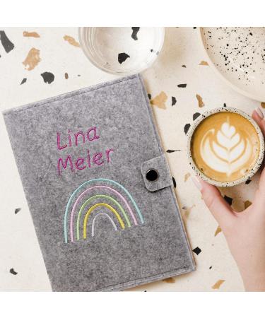 Personalized Rainbow Pastel Motherpass Cover | Felt Made in Germany | Insured Card & Ultrasound Pockets | Unique Gift for Expecting Moms - Buy Online on GoSupps.com