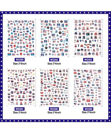 4th of July Nail Art Stickers - American Flag Patriotic Independence Day Decals - 3D Self-Adhesive USA Flags Heart Star Design - Memorial Day DIY Nail Decoration - Buy Online on GoSupps.com