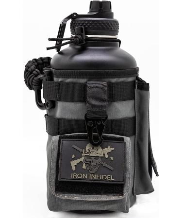 Iron Infidel Battle Bottle - 64 oz Insulated Water Jug with Paracord Handle, Stainless Steel, Betsy Ross Design - Buy Online on GoSupps.com