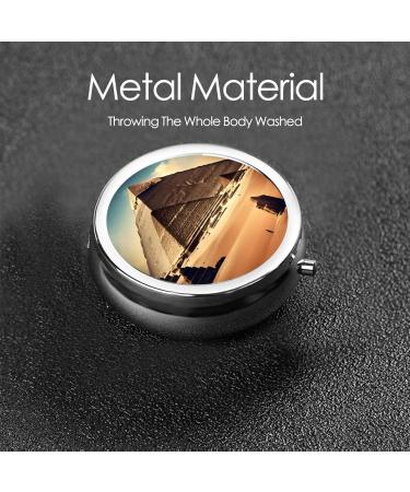 Dreaming of The Pyramids of Khufu Round Pill Box - 3 Compartment Travel Organizer | Portable Pill Holder for International Shipping - Buy Online on GoSupps.com