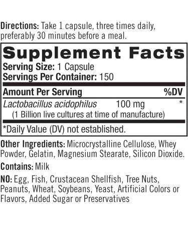 Natrol Acidophilus Probiotic 150 Capsules - Boost Gut Health & Immunity - 75g - Shop Internationally - Buy Online on GoSupps.com