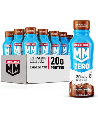 Muscle Milk Genuine Protein Shake Chocolate 25g Protein 11.16 Fl Oz (Pack of 12) & Zero Protein Shake Chocolate 20g Protein Zero Sugar 100 Calories Calcium Vitamins A C & D - Buy Online on GoSupps.com