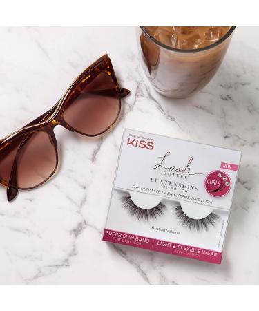 KISS Lash Couture LuXtensions Collection 1 Pair of Fake Lashes Russian Volume Light and Flexible Faux-Mink Eyelash with Super Slim Band includes Lash Glue - Buy Online on GoSupps.com