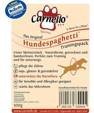 Buy Carnello Training Loss Dog Treats - Grain-Free Dog Paghetti Delicacies (100g) - Healthy & Delicious Hundeleckerli for Dogs - Buy Online on GoSupps.com