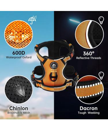 Nestroad Large Dog Harness & Leash Set - Adjustable Orange Harness for Large Dogs (Neck 38-48cm Chest 48-74cm) with Seat Belt for Car Travel - Buy Online on GoSupps.com