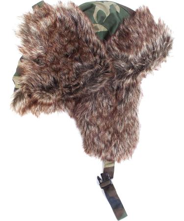 Camo Military Style Unisex Trapper Hat | Russian Faux-Fur Aviator Bomber Lumberjack Hat - Buy Online on GoSupps.com