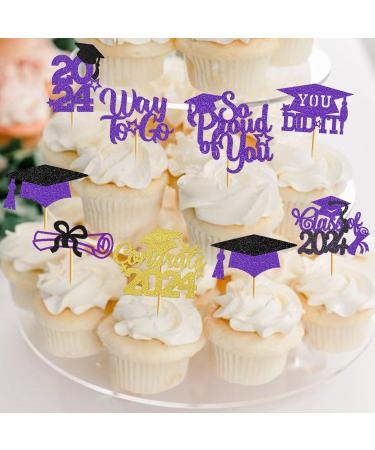 40Pcs Purple and Gold Graduation Cupcake Toppers 2024 Graduation Decorations Class of 2024 Cupcake Toppers 2024 Congrats Grad Cap Cupcake Picks Graduation Party Decorations 2024 Purple Gold - Buy Online on GoSupps.com