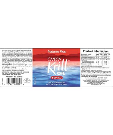 Nature's Plus Omega Krill Oil 600 mg - 60 Liquid Capsules | Premium Omega-3 Supplement - Buy Online on GoSupps.com