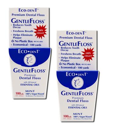 Eco-Dent Premium Dental Floss GentleFloss Mint Flavored 100 yards (a) - 2pc