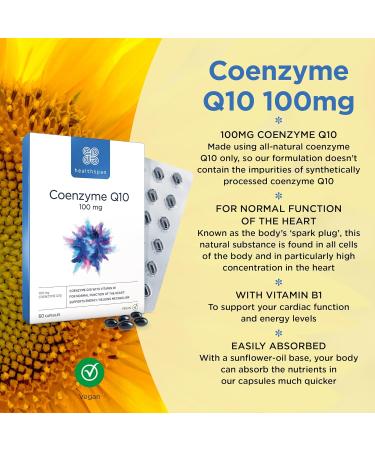 Healthspan Coenzyme Q10 100mg | Heart Health & Energy Support | Vitamin B1 | Vegan | 60 Capsules - Buy Online on GoSupps.com