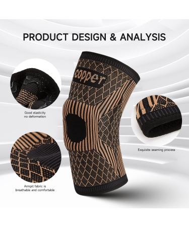 Domaste Copper Knee Brace with Gel Pads & Stabilizers (2 Pack) - Support for Men & Women - Medical Grade Compression Sleeves for Running ACL - Size L Tan - Buy Online on GoSupps.com