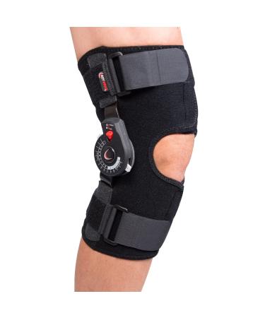 Rally ROM Hinged Knee Brace Adjustable Flexion & Extension Knee Braces for Knee Pain Relief Comfortable Breathable Knee Wraps w/Removable ROM Hinges Knee Support for Women & Men Medium Rally Rom Short